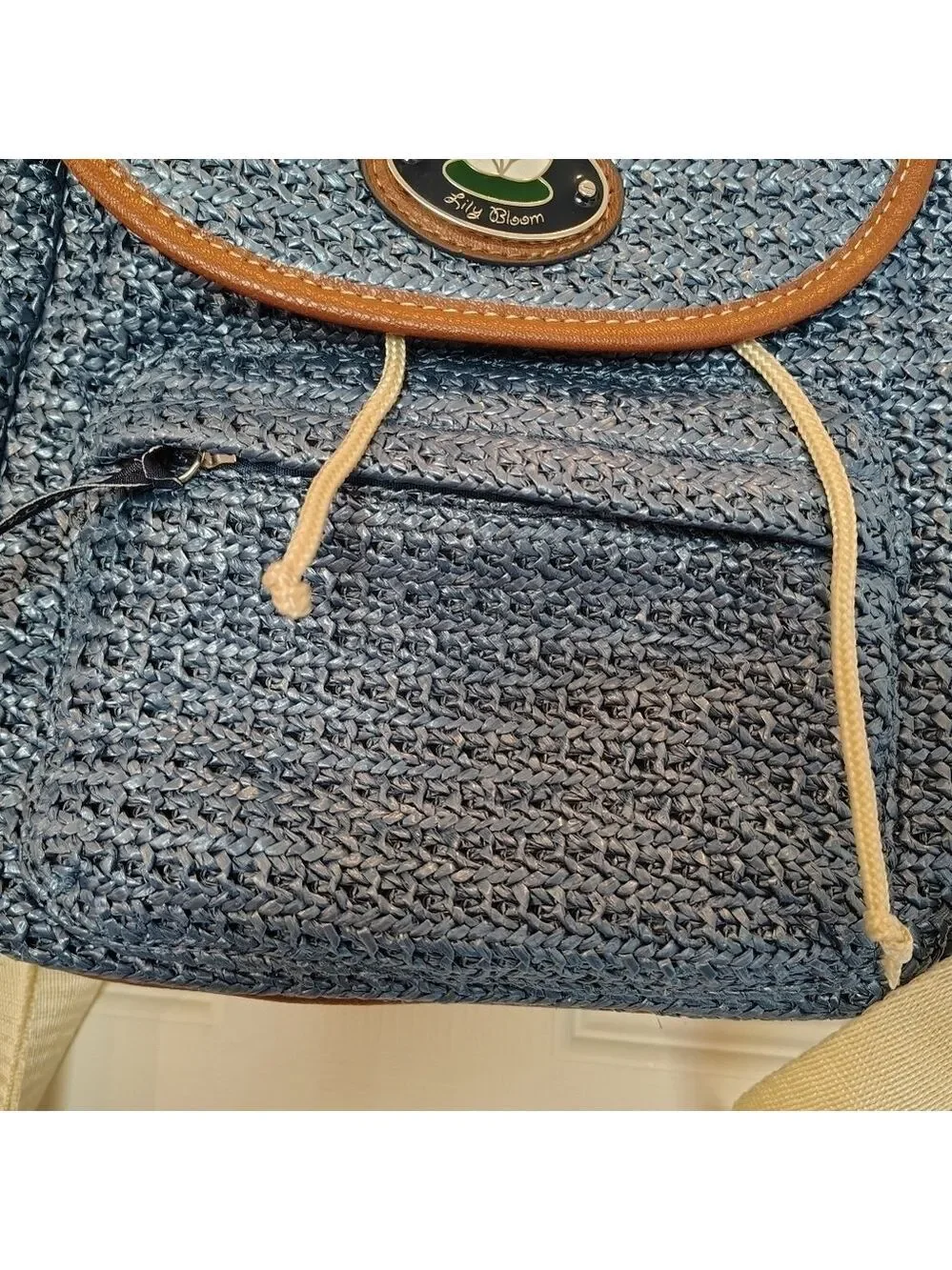 Lily Bloom Mini Backpack Purse With Blue Crossstich
